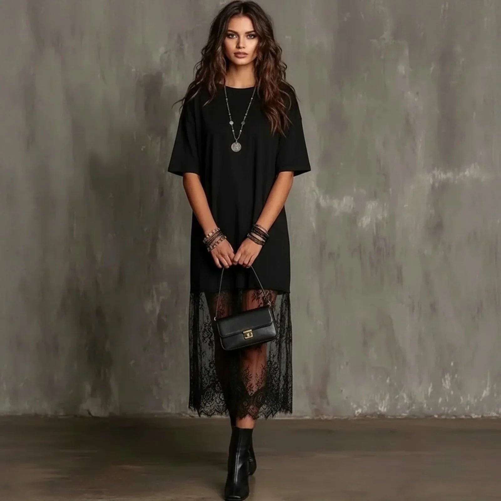 Lorient™ Maxikleid mit Transparentem Spitzenrock