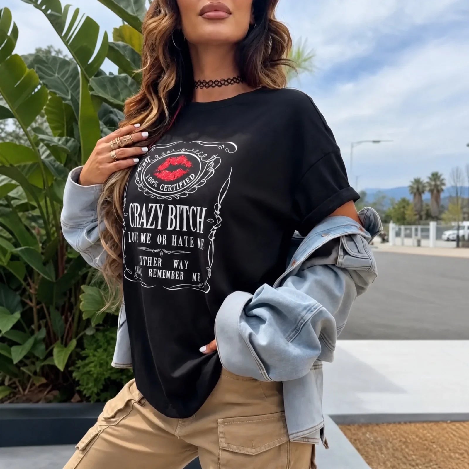 Skye™ Kurzarm-T-Shirt mit Vintage-Frontprint