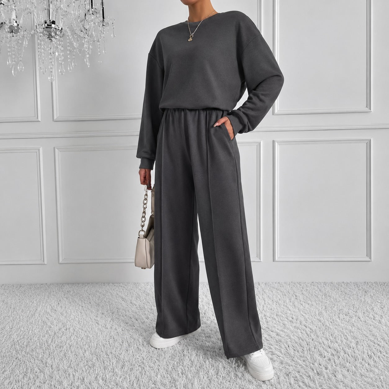 Estelle™ Set mit Weiter Langarmbluse und Wide-Leg-Hose
