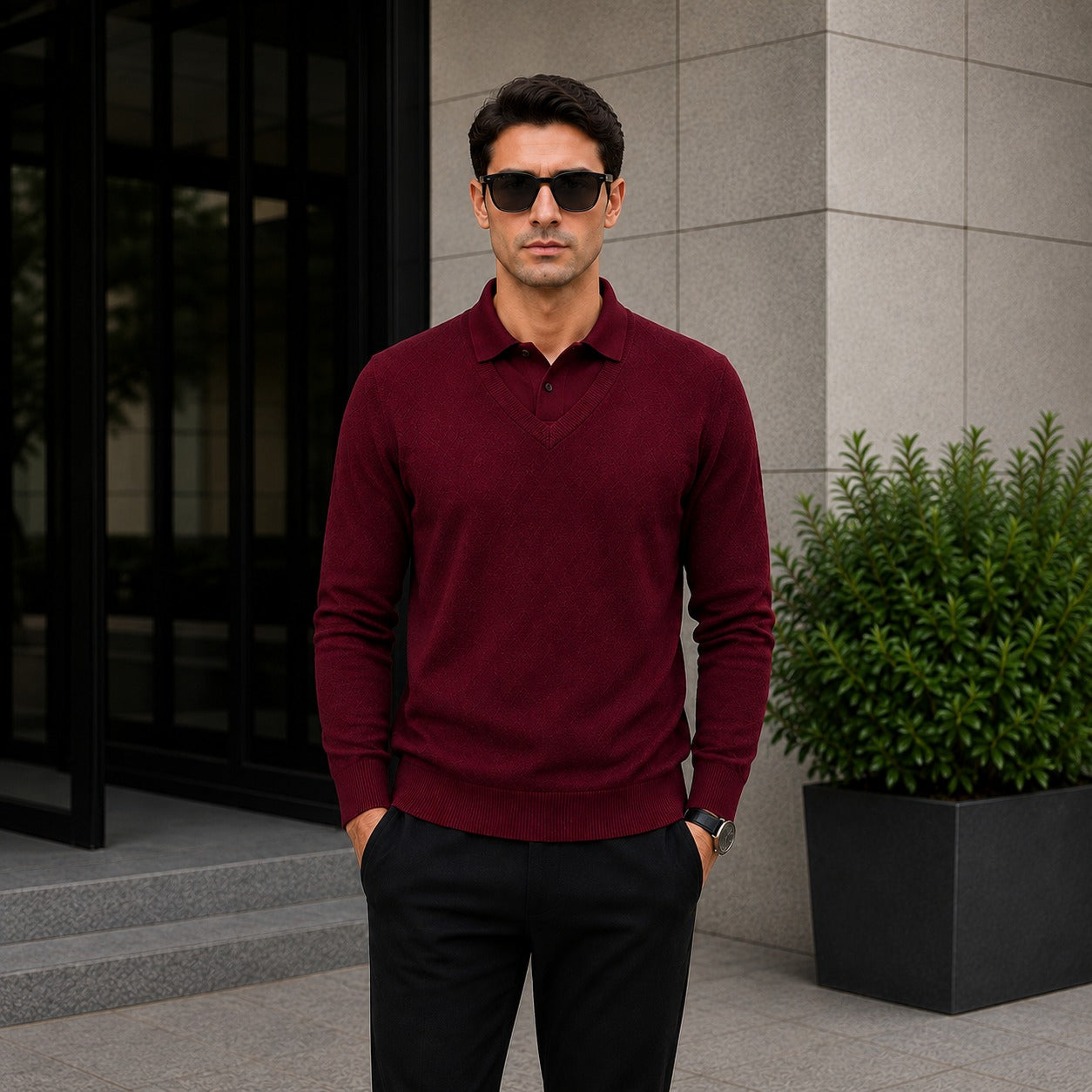 Lyon™ Premium-Strickpullover mit Integriertem Polokragen