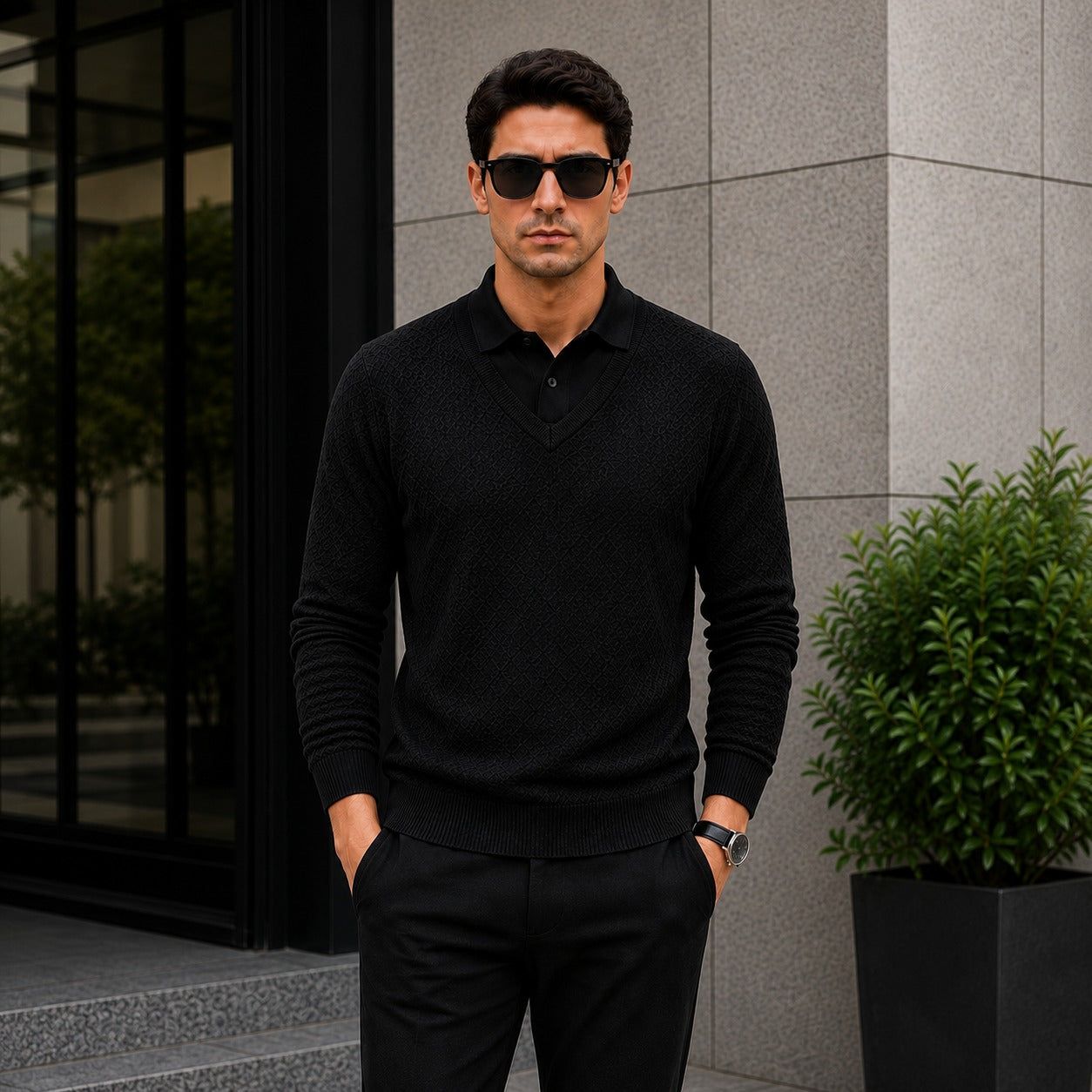 Lyon™ Premium-Strickpullover mit Integriertem Polokragen