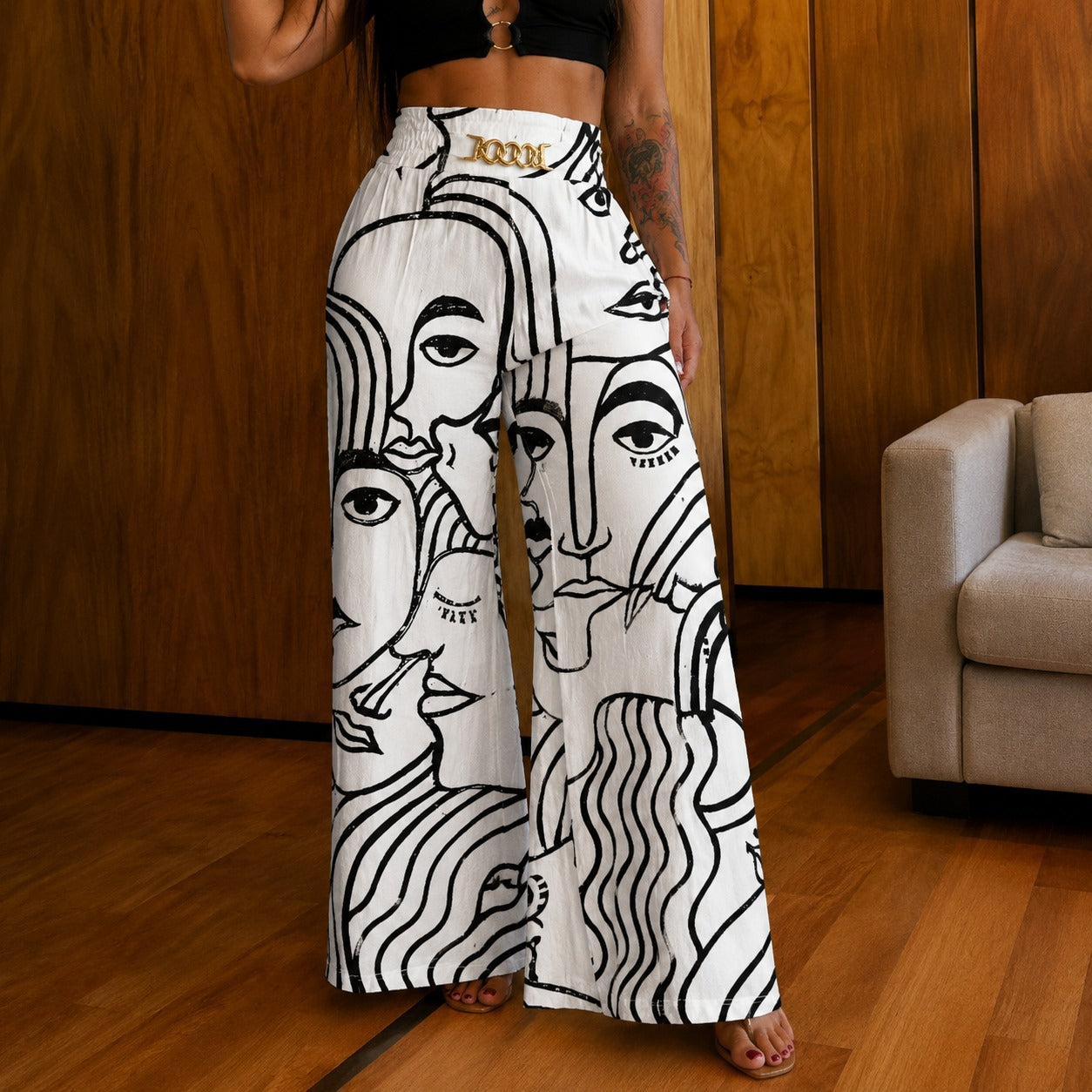 Valenzia™ Hose mit Hoher Taille und Exklusivem Goldenen Detail