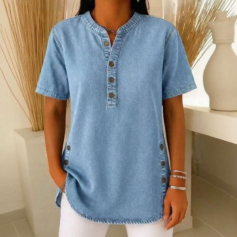 Jeansbluse Calenny™ Mit Gewaschener Optik und Lockerer Passform