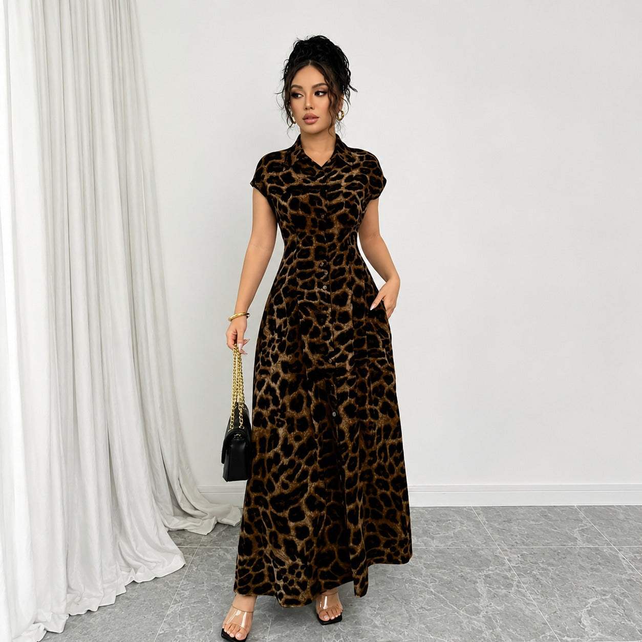 Selina™ Kleid mit Leopardenmuster und Betonter Taille
