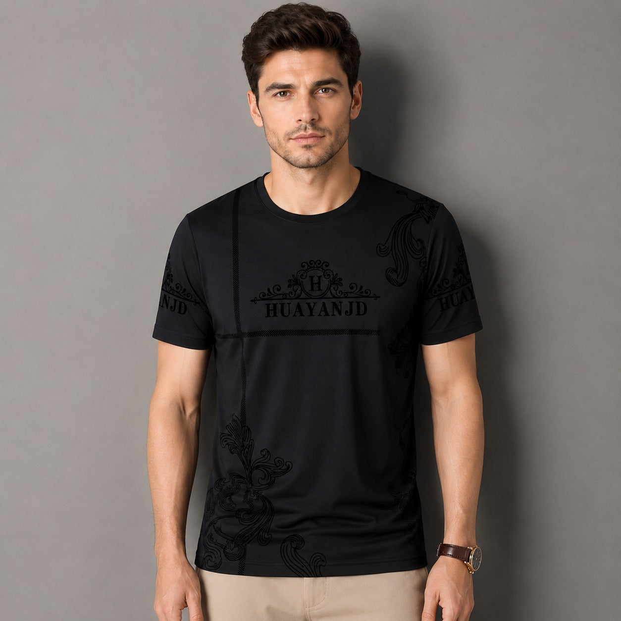 T-Shirt Vittore™ mit Ornament-Print, Rundhalsausschnitt und Leichtem Stoff