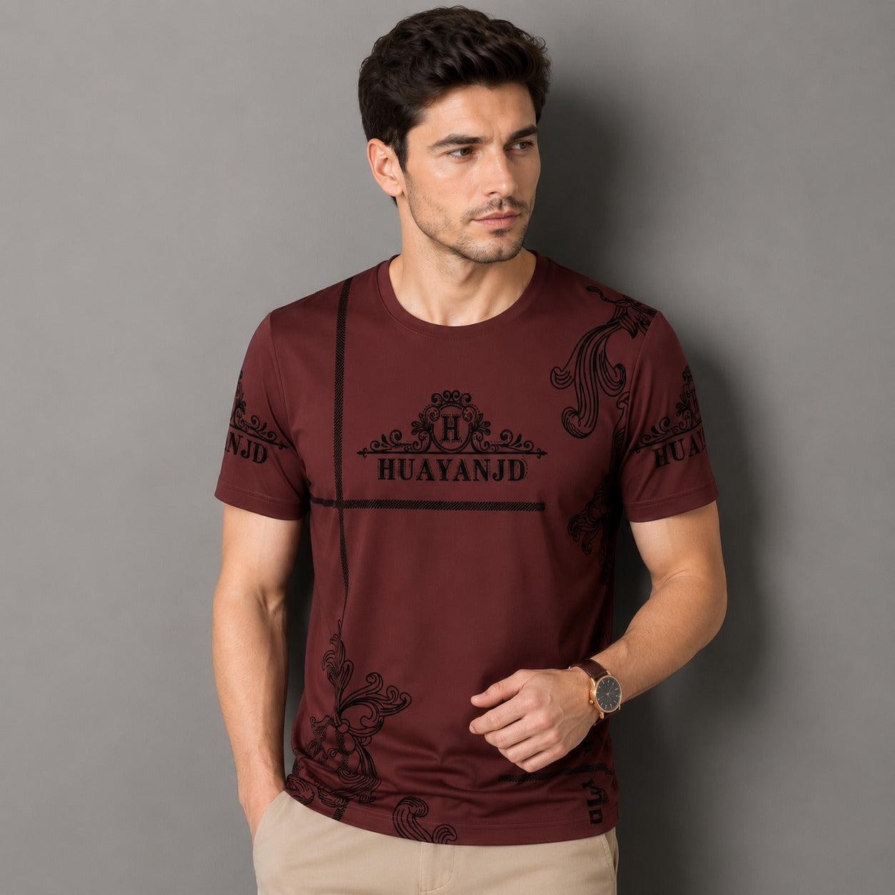 T-Shirt Vittore™ mit Ornament-Print, Rundhalsausschnitt und Leichtem Stoff
