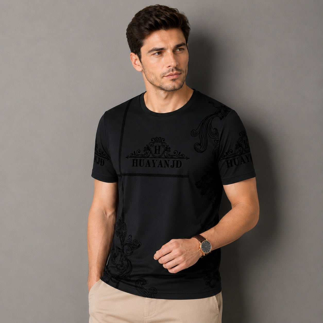 T-Shirt Vittore™ mit Ornament-Print, Rundhalsausschnitt und Leichtem Stoff