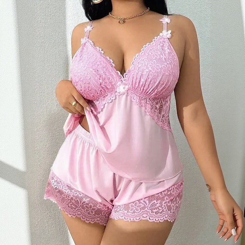 Amara™ Babydoll-Set Mit Top Und Shorts Mit Spitzenbesatz