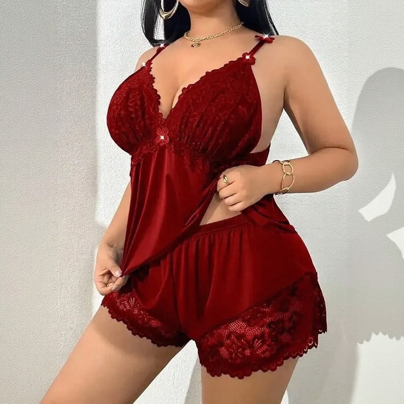 Amara™ Babydoll-Set Mit Top Und Shorts Mit Spitzenbesatz