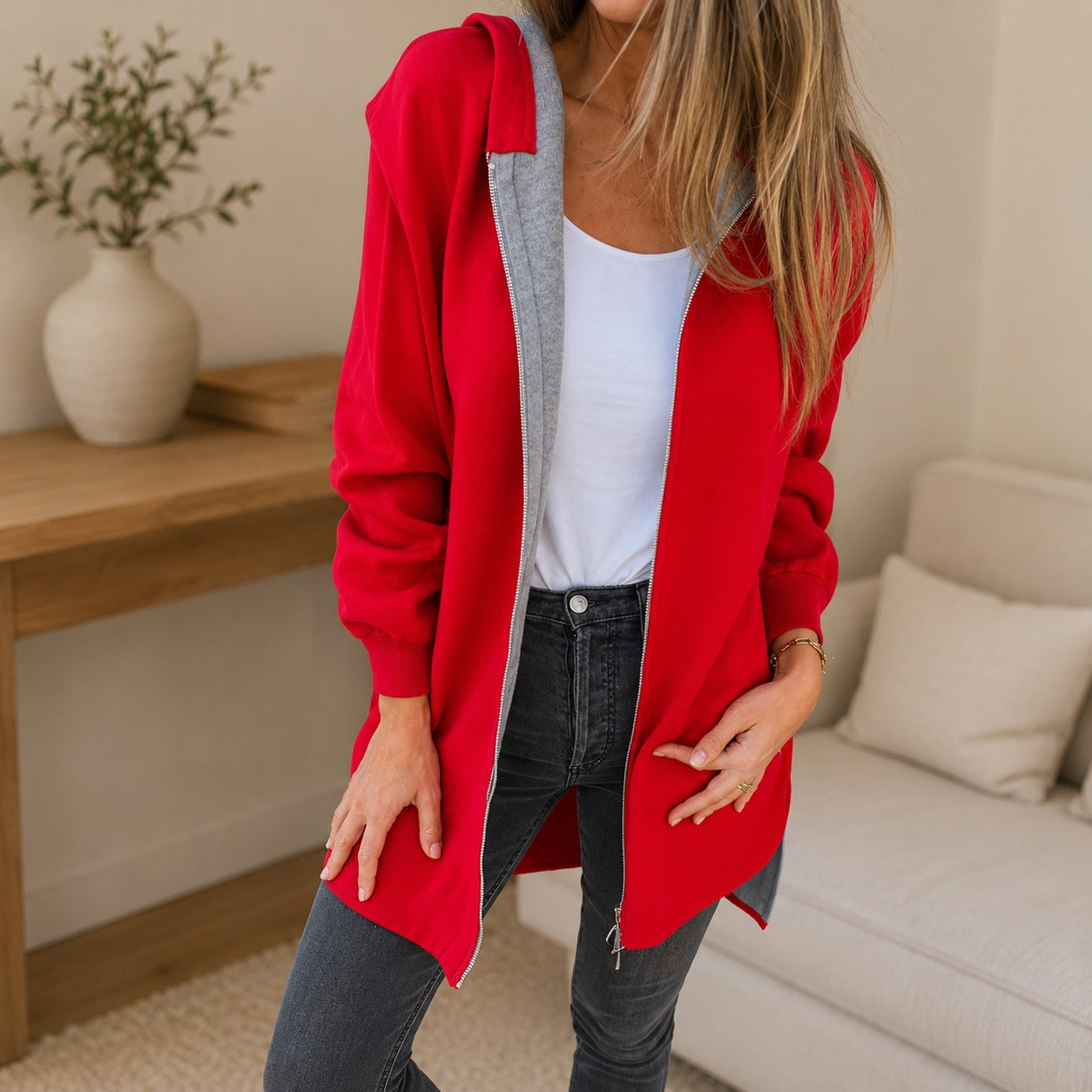 Strickjacke Fenja™ mit Kapuze, weichem Strick und langem Schnitt