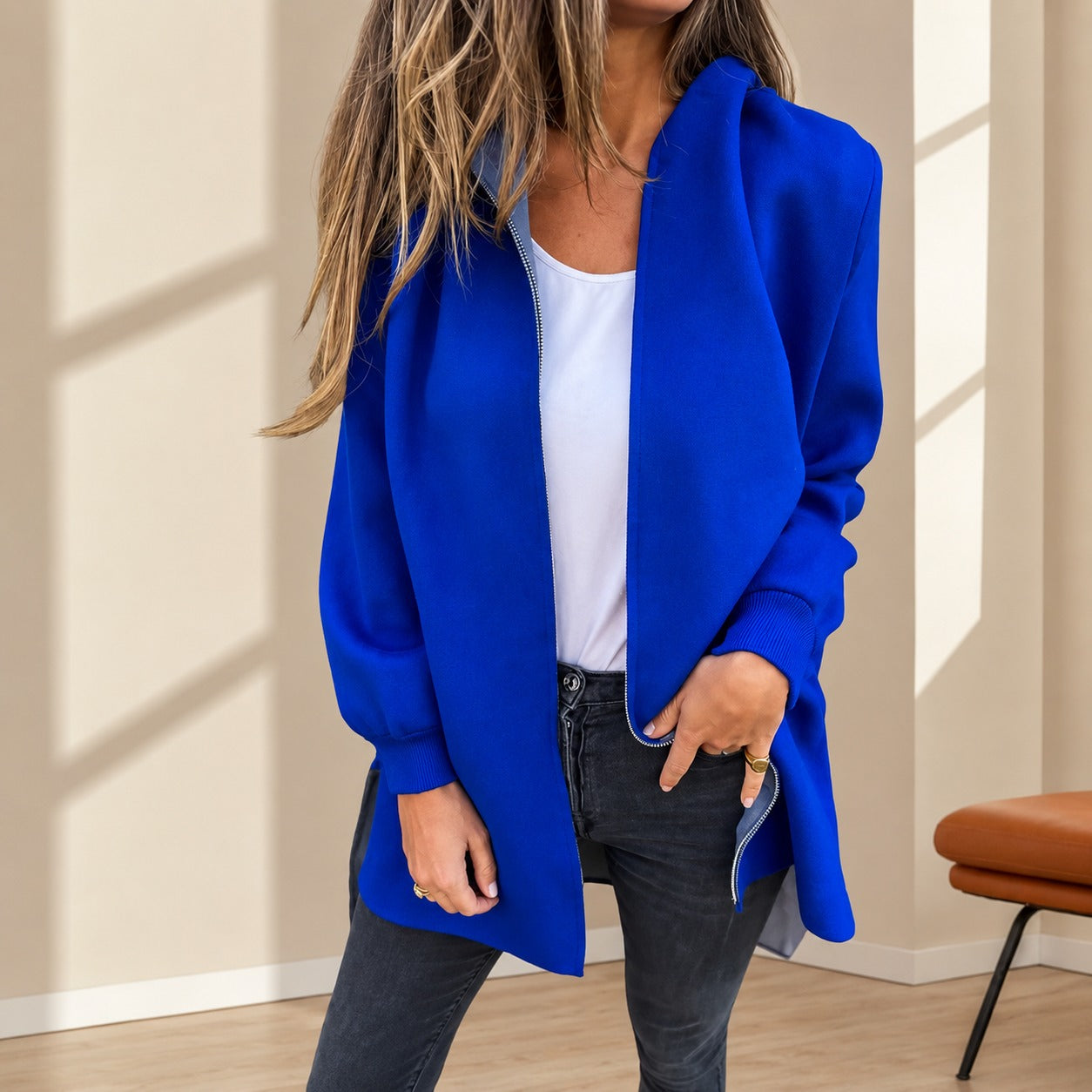 Strickjacke Fenja™ mit Kapuze, weichem Strick und langem Schnitt