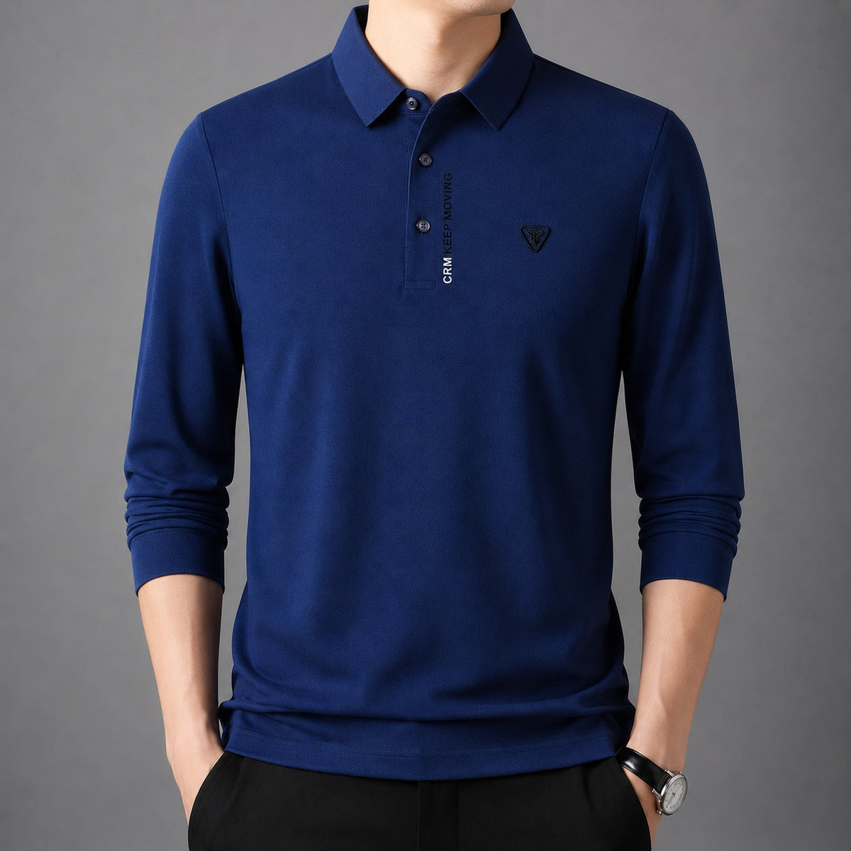 Poloshirt Aldren™ mit feiner Piquéstruktur, Knopfleiste und langen Ärmeln