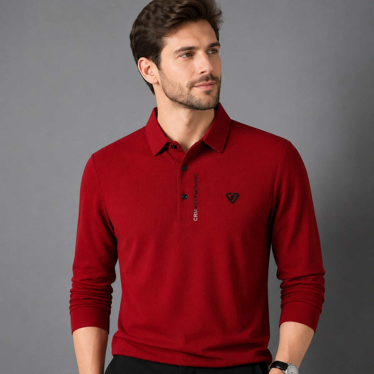 Poloshirt Aldren™ mit feiner Piquéstruktur, Knopfleiste und langen Ärmeln