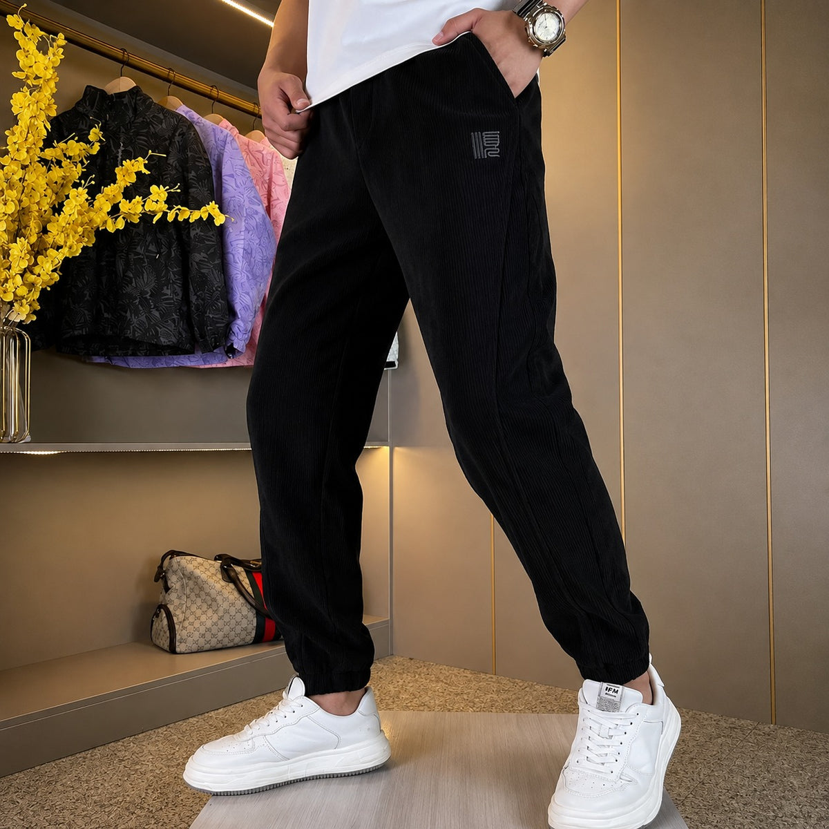 Hose Arvid™ mit gerippter Struktur, Kordelzug und elastischen Bündchen