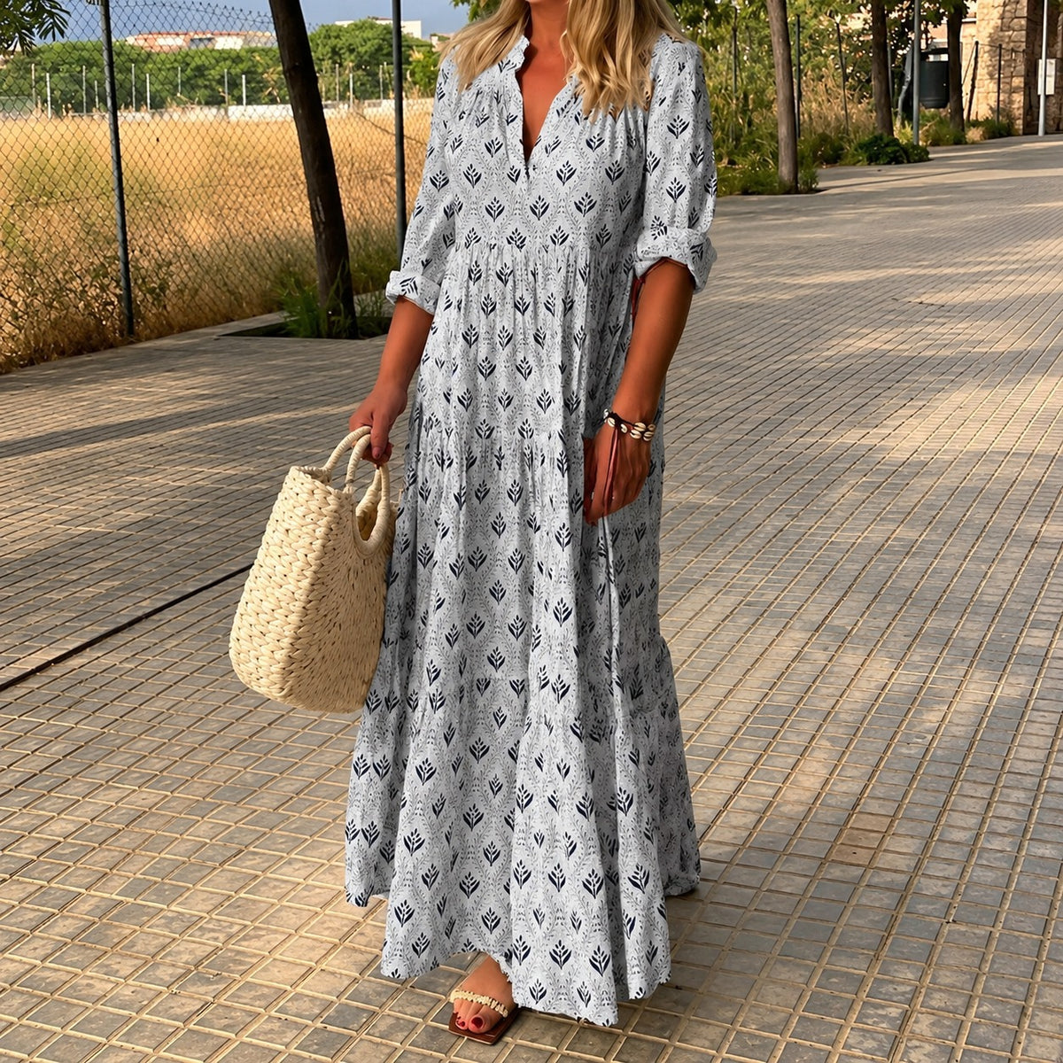 Marena™ Kleid mit Ornamentalem Muster und 3/4-Ärmeln