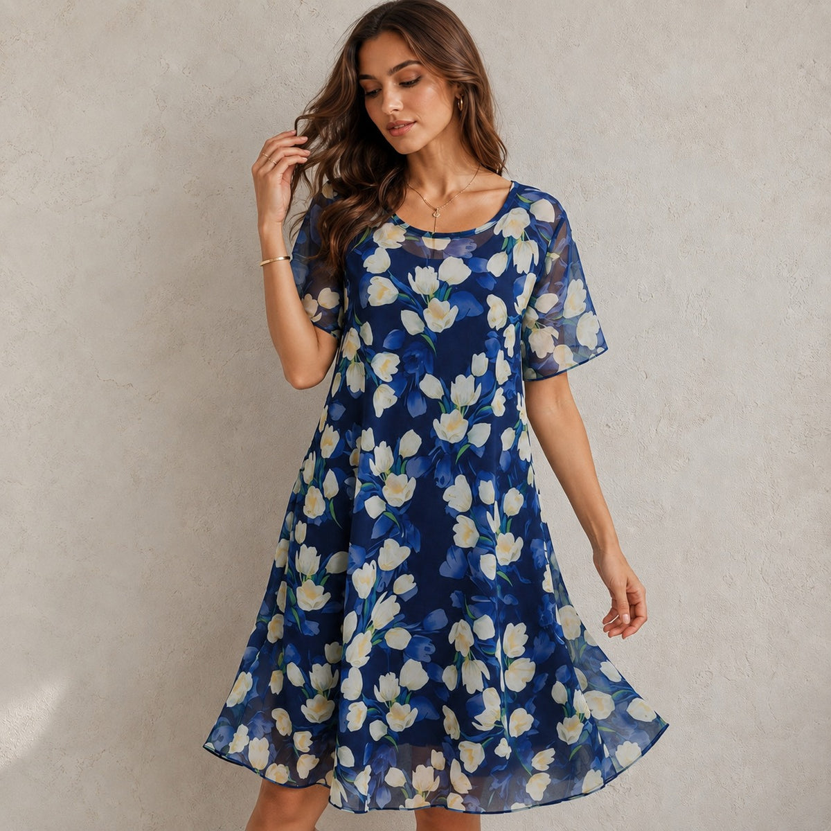 Kleid Annie™ mit Blumenprint und Rundhalsausschnitt