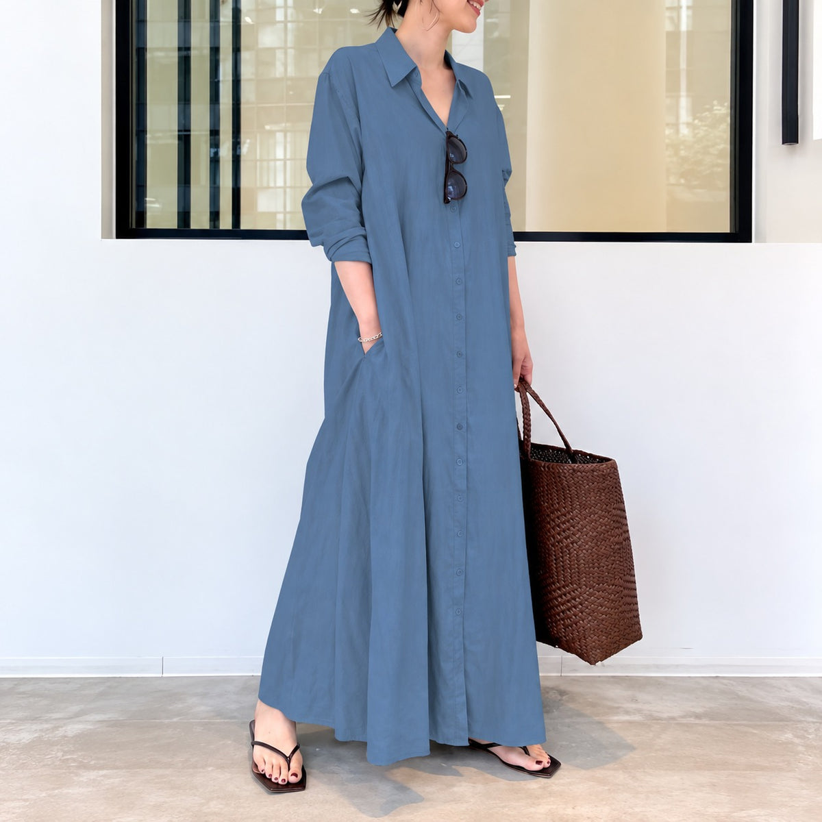 Kleid Elsa™ mit Hemdkragen und weitem Schnitt
