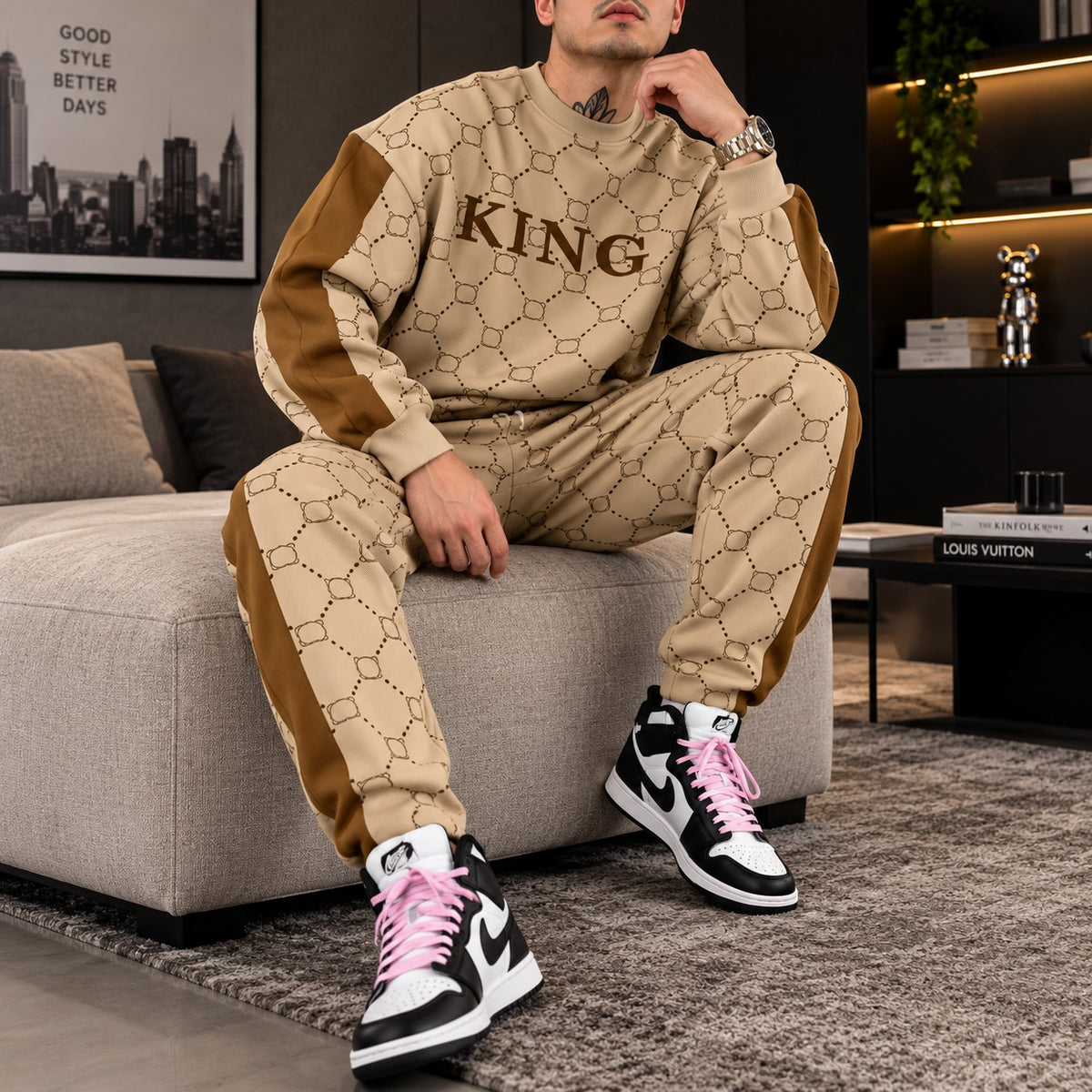 Set Torben™ mit gemustertem Oberteil und Hose mit Seitenstreifen