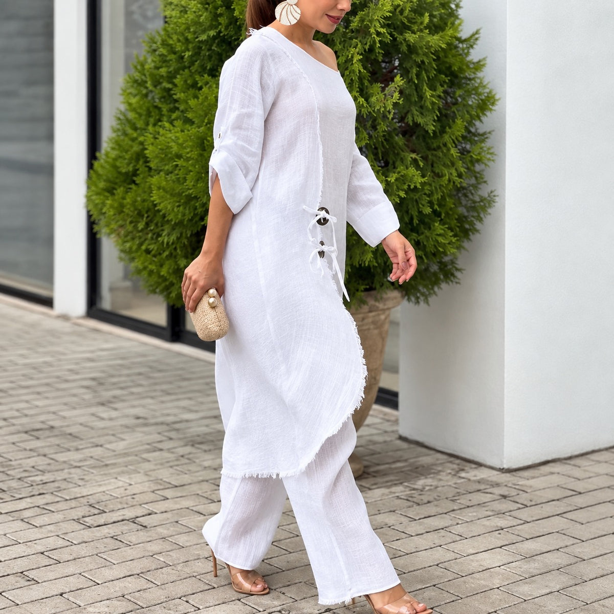 Zweiteiler Norderney™ mit asymmetrischem Oberteil und locker fallender Hose
