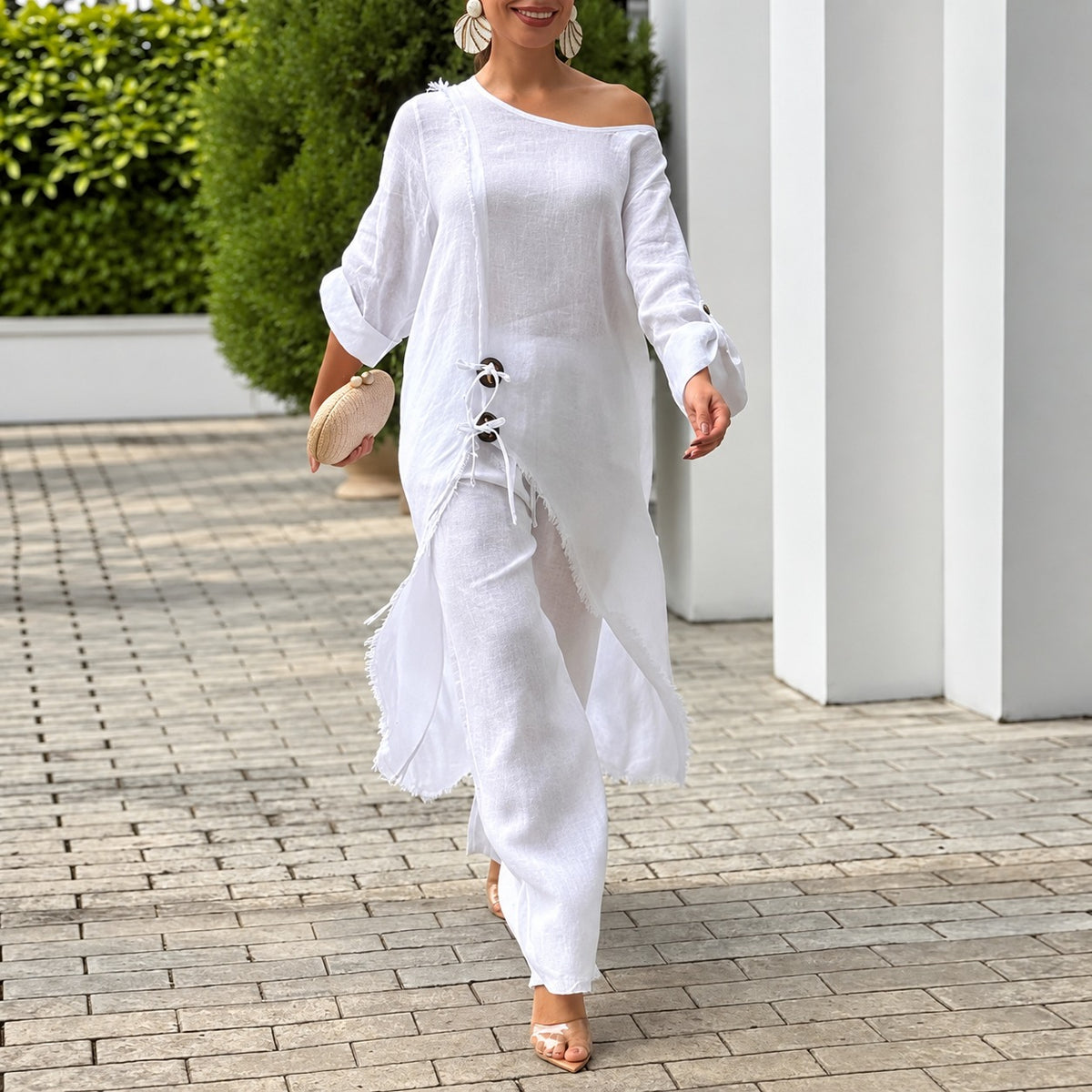 Zweiteiler Norderney™ mit asymmetrischem Oberteil und locker fallender Hose
