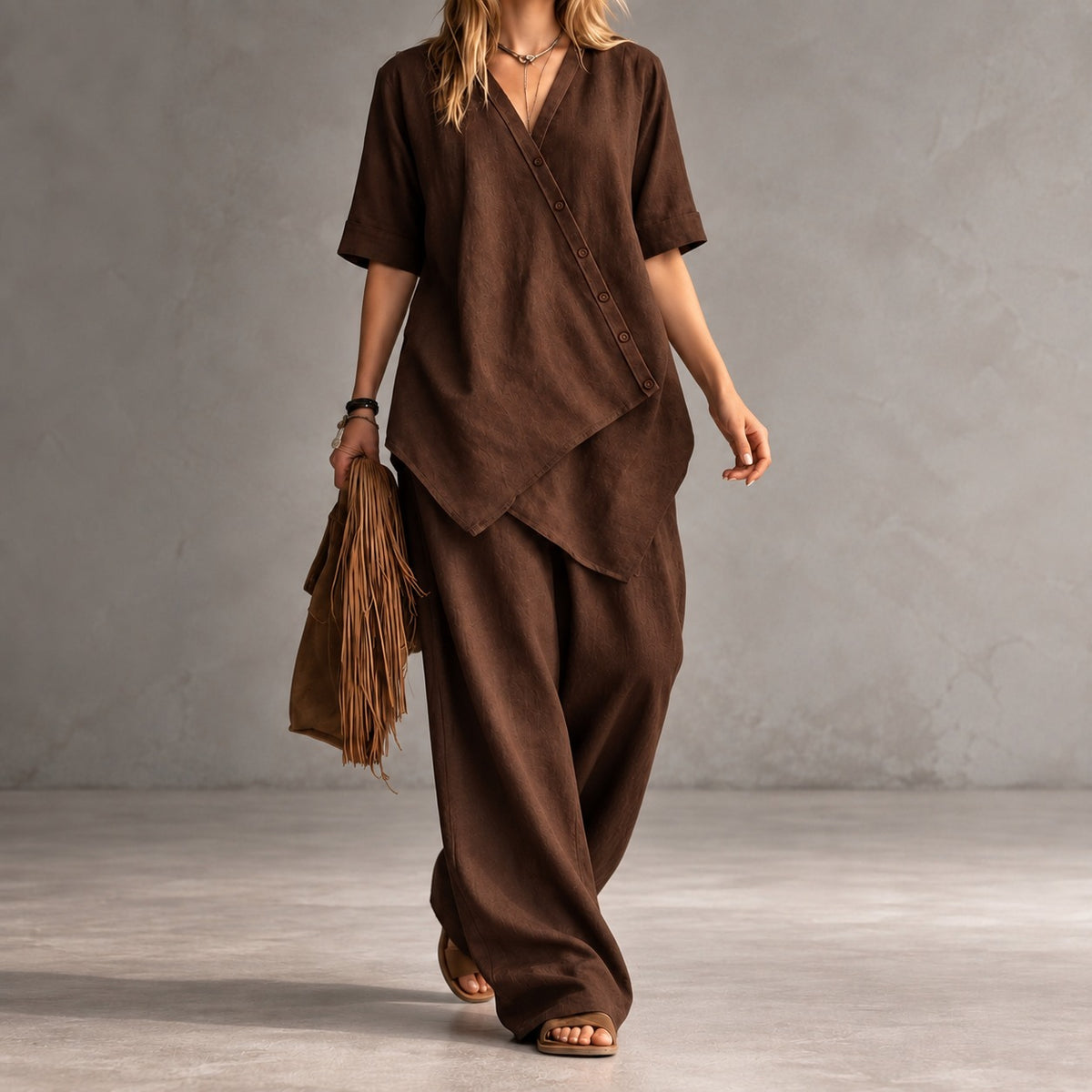 Noemi™ Set mit asymmetrischer Bluse und Palazzo-Hose