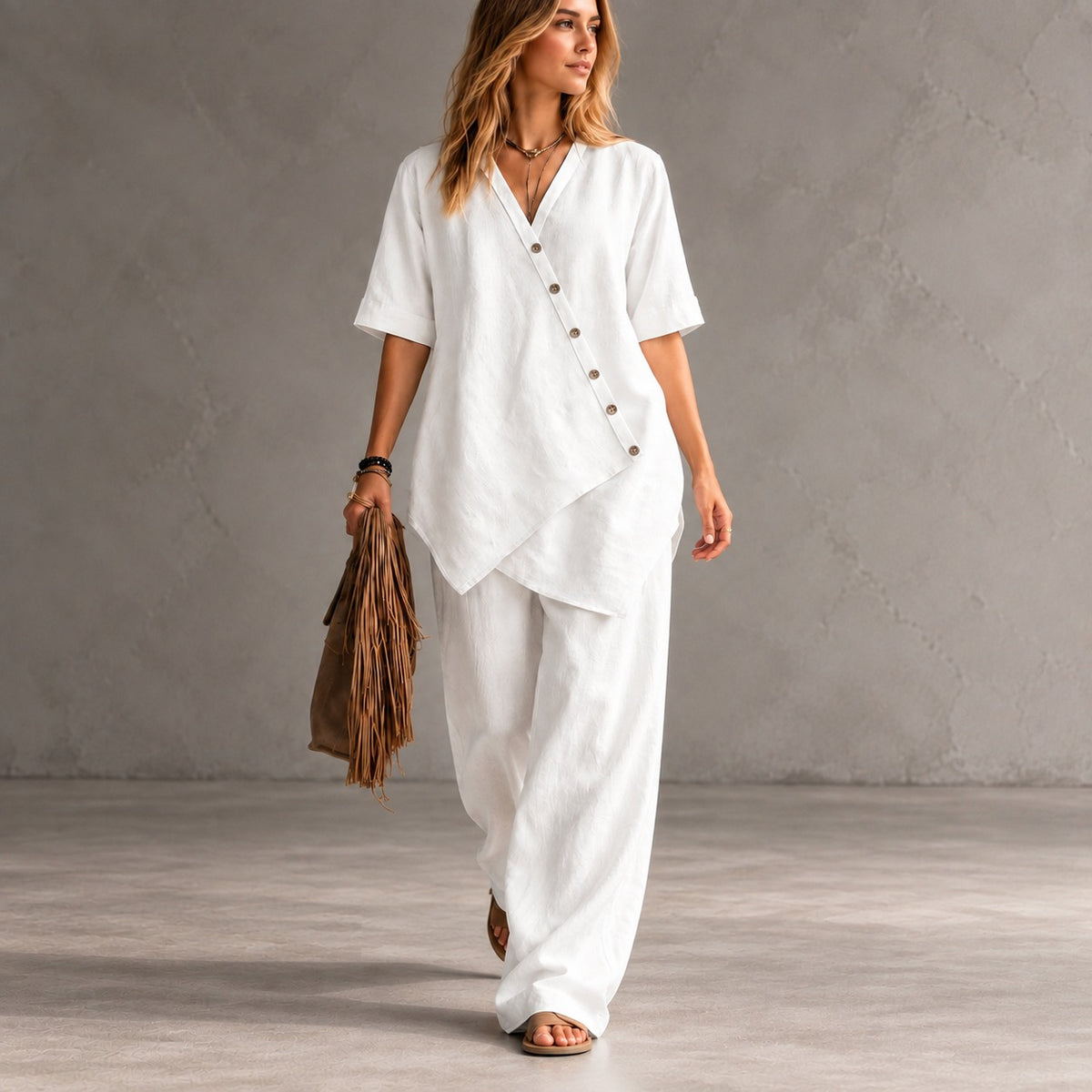 Noemi™ Set mit asymmetrischer Bluse und Palazzo-Hose