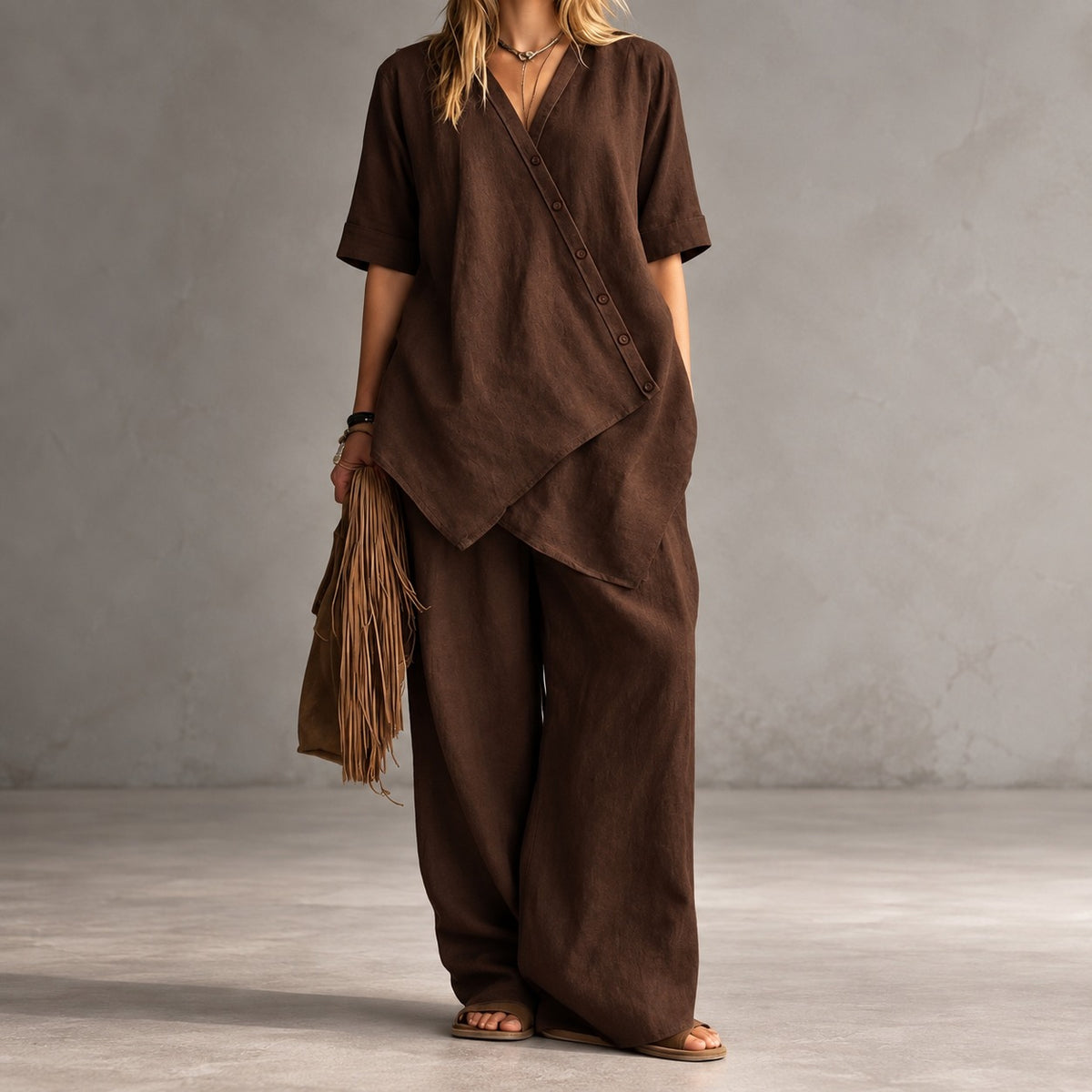 Noemi™ Set mit asymmetrischer Bluse und Palazzo-Hose