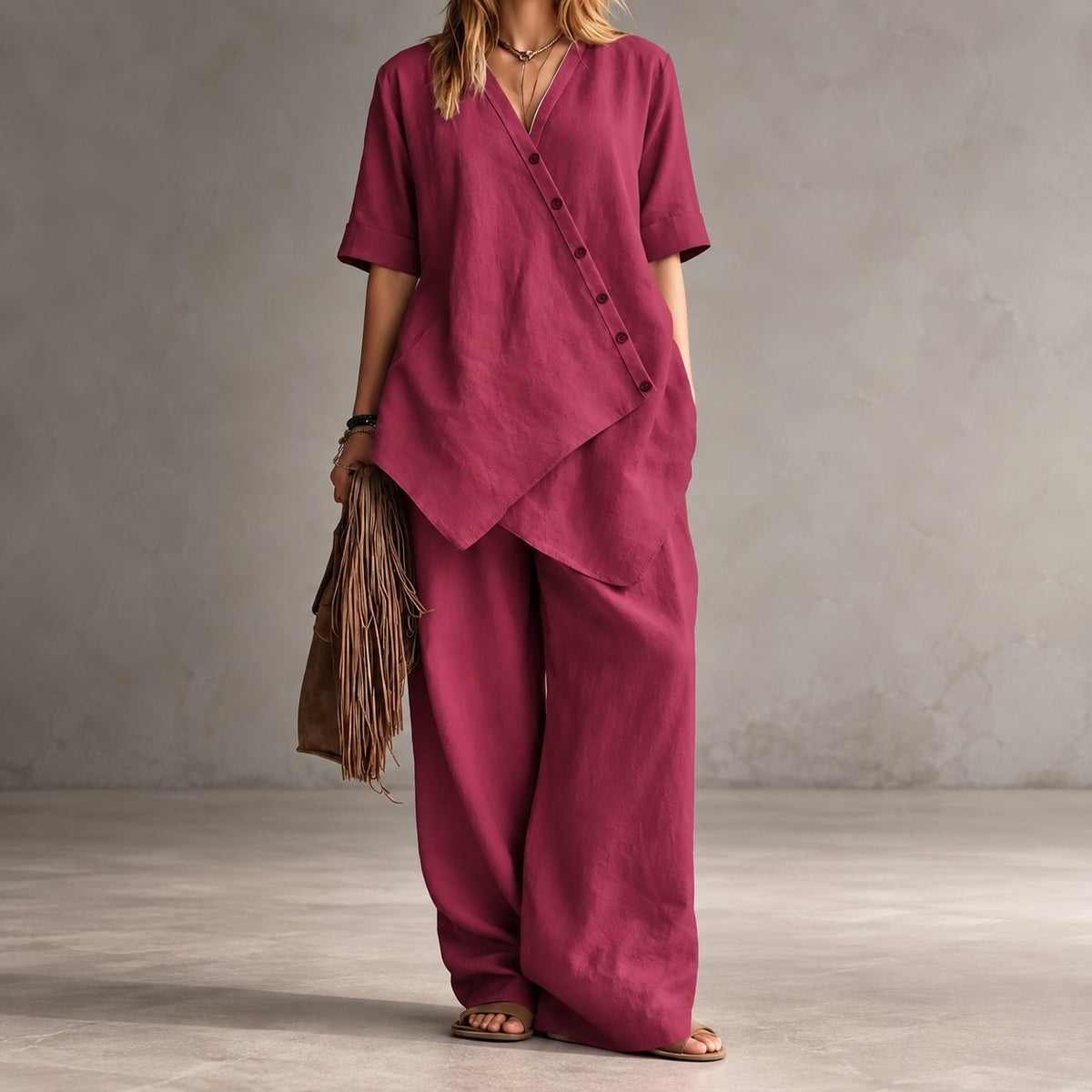 Noemi™ Set mit asymmetrischer Bluse und Palazzo-Hose