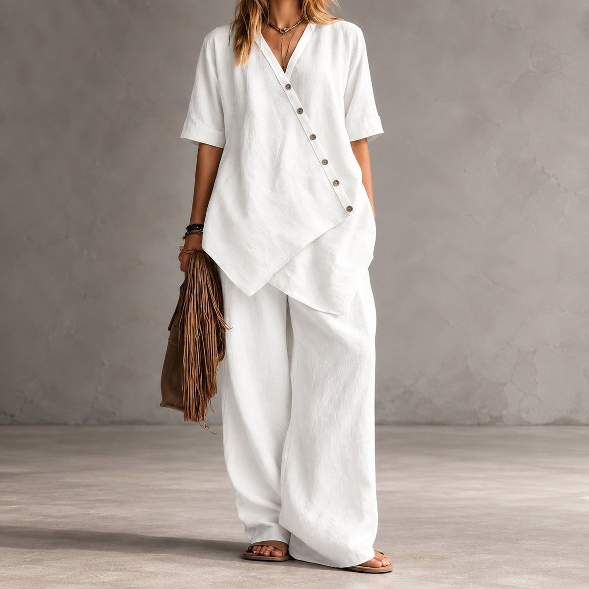 Noemi™ Set mit asymmetrischer Bluse und Palazzo-Hose