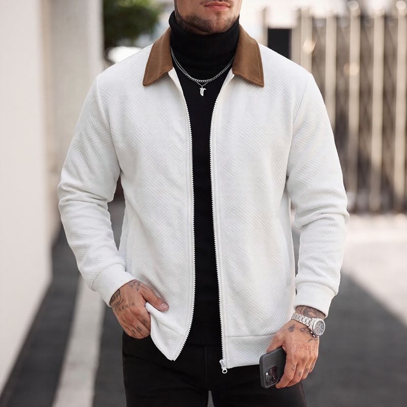 Alaric™ Jacke mit Strukturiertem Chevron-Gewebe und Kontrastierendem Kragen
