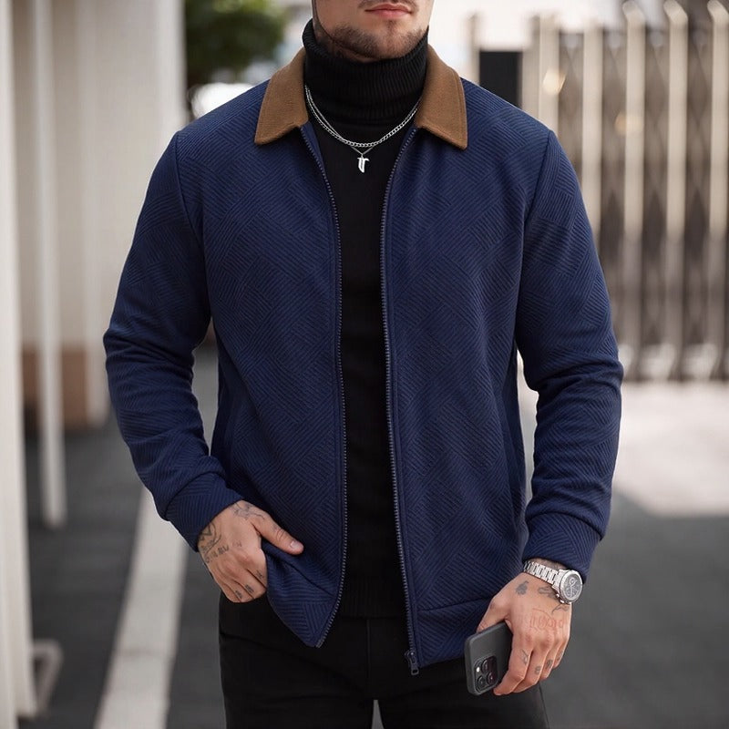 Alaric™ Jacke mit Strukturiertem Chevron-Gewebe und Kontrastierendem Kragen