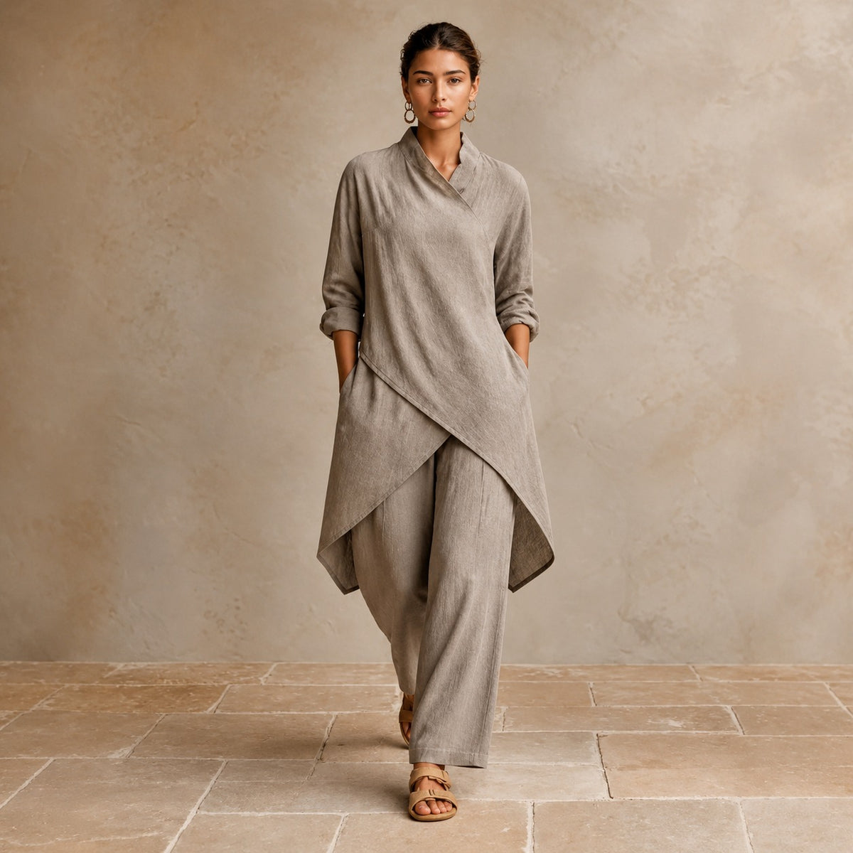 Zweiteiler Hohenau™ mit asymmetrischem Long-Oberteil und weiter Hose