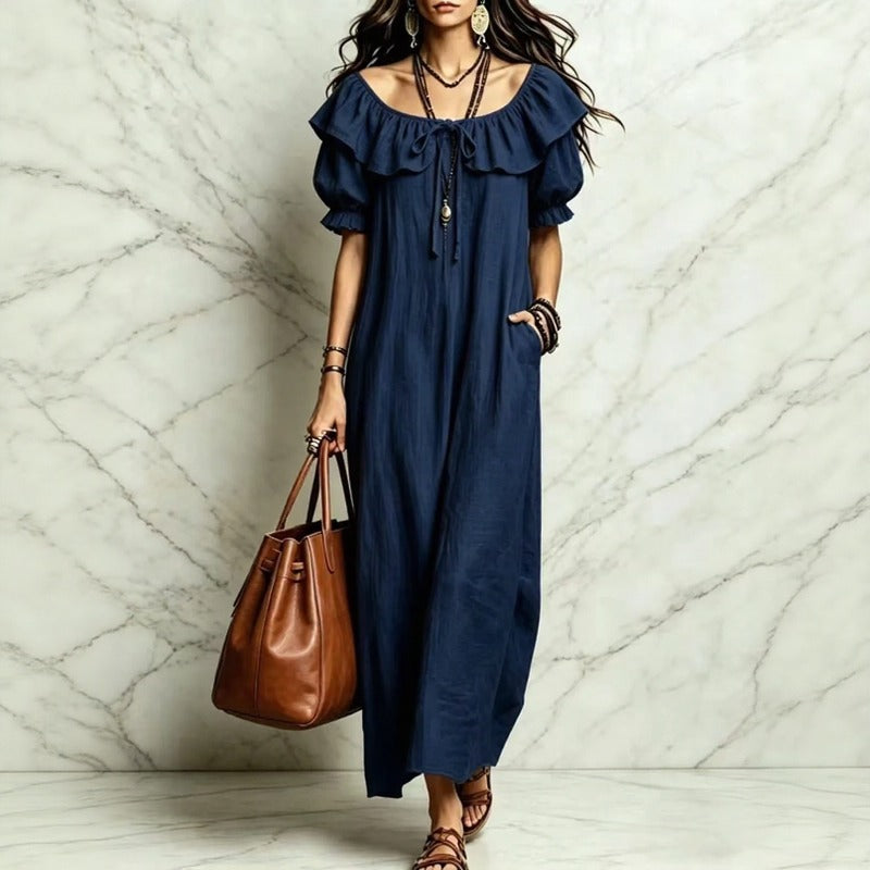 Neroli™ Kleid mit Carmen-Ausschnitt, Charmantem Volant und Lockerem Fall