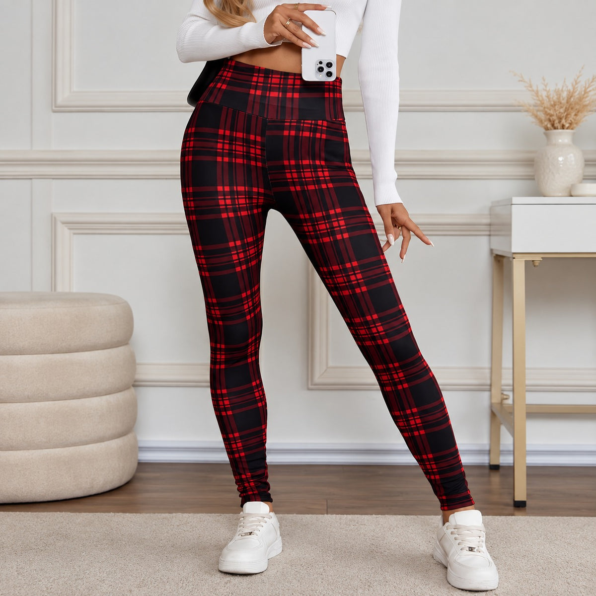 Leggings Marbach™ mit Karomuster, hohem Bund und weichem Futter