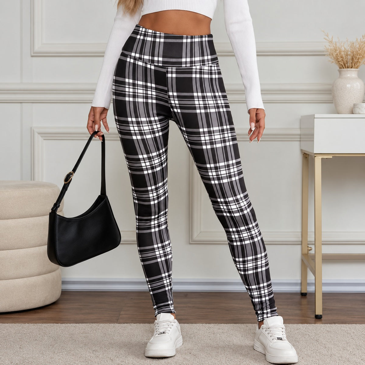 Leggings Marbach™ mit Karomuster, hohem Bund und weichem Futter