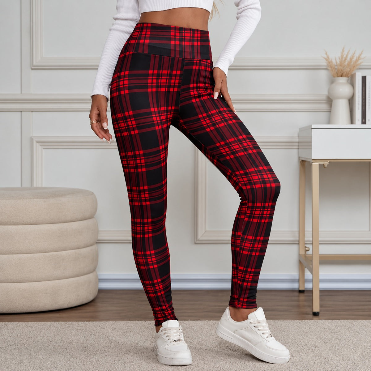 Leggings Marbach™ mit Karomuster, hohem Bund und weichem Futter