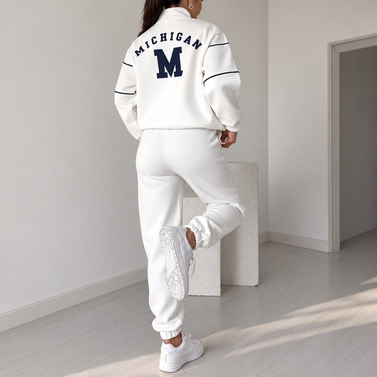Mishana™ Damen-Set mit College-Sweatshirt mit Stehkragen und Jogginghose mit elastischem Bund