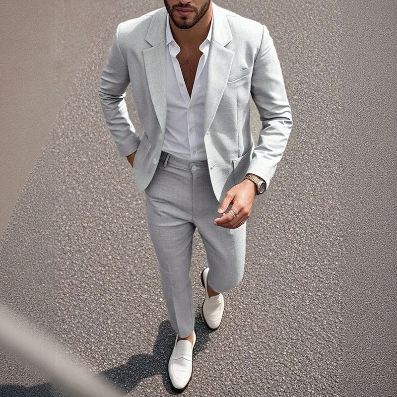 Montieri™ Freizeitanzug mit Klassischem Reversblazer und Gerader Anzughose