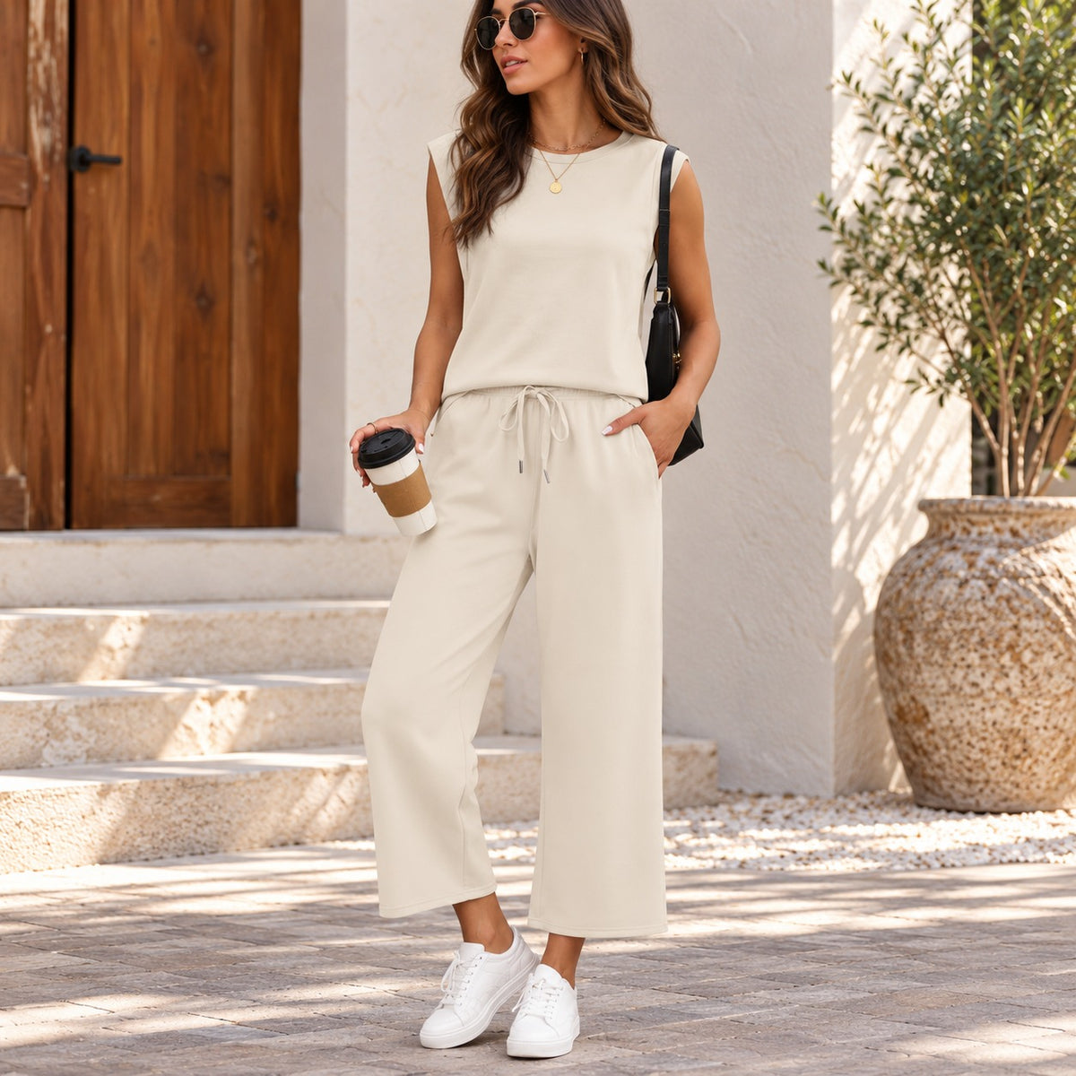 Set Daria™ mit ärmellosem Oberteil und weiter Hose mit verstellbarem Kordelzug