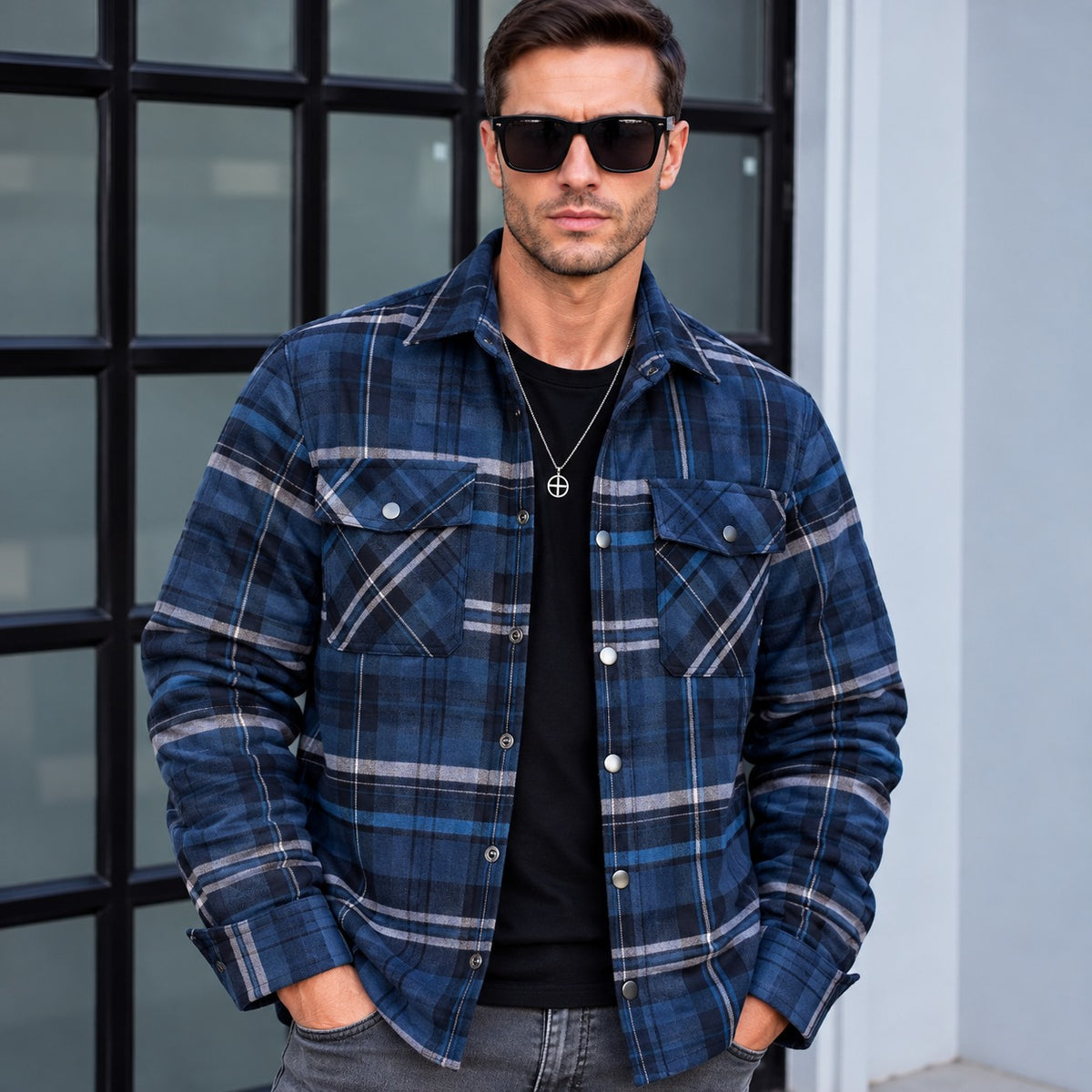 Jacke Bergmann™ aus karierter Flanelloptik mit Steppfutter
