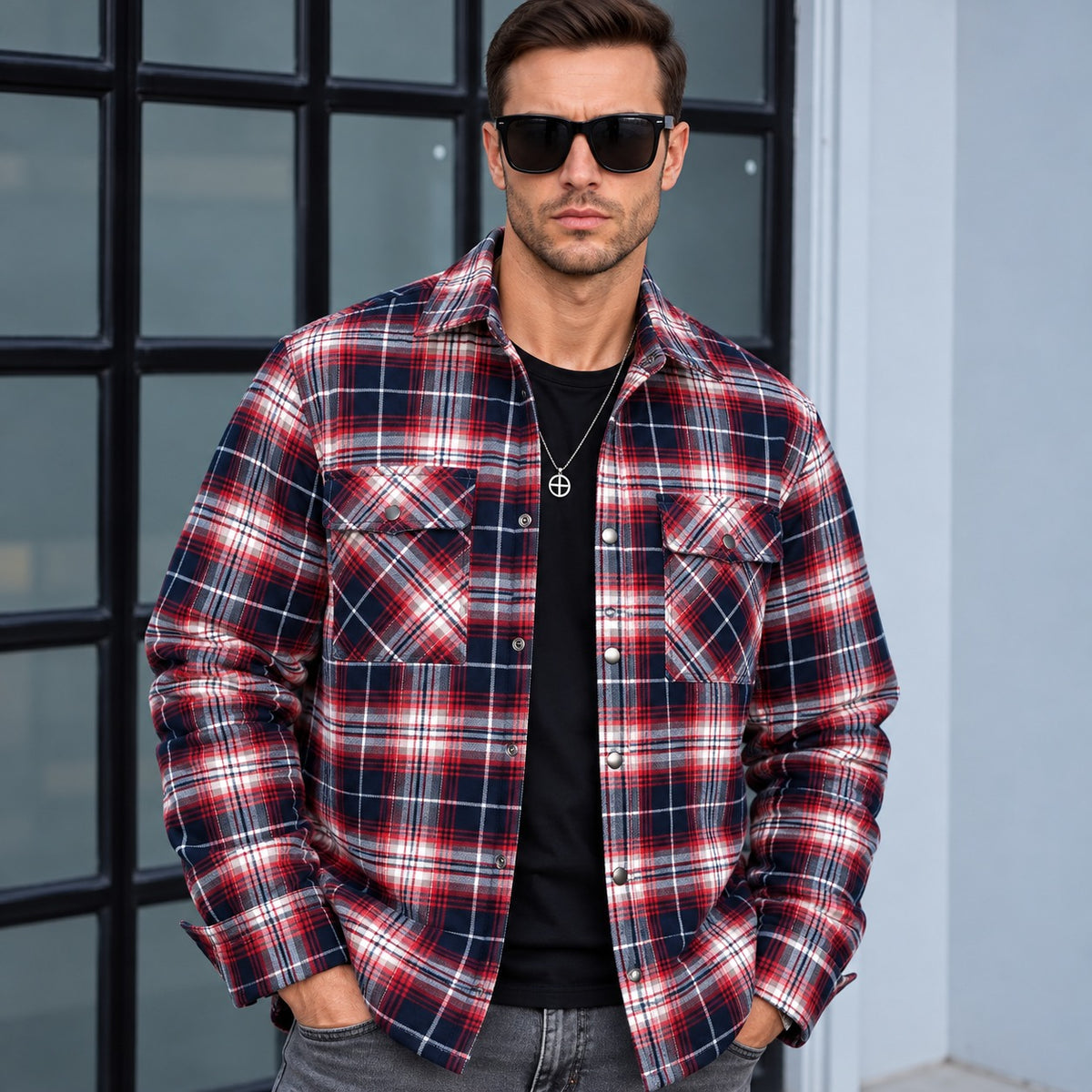 Jacke Bergmann™ aus karierter Flanelloptik mit Steppfutter
