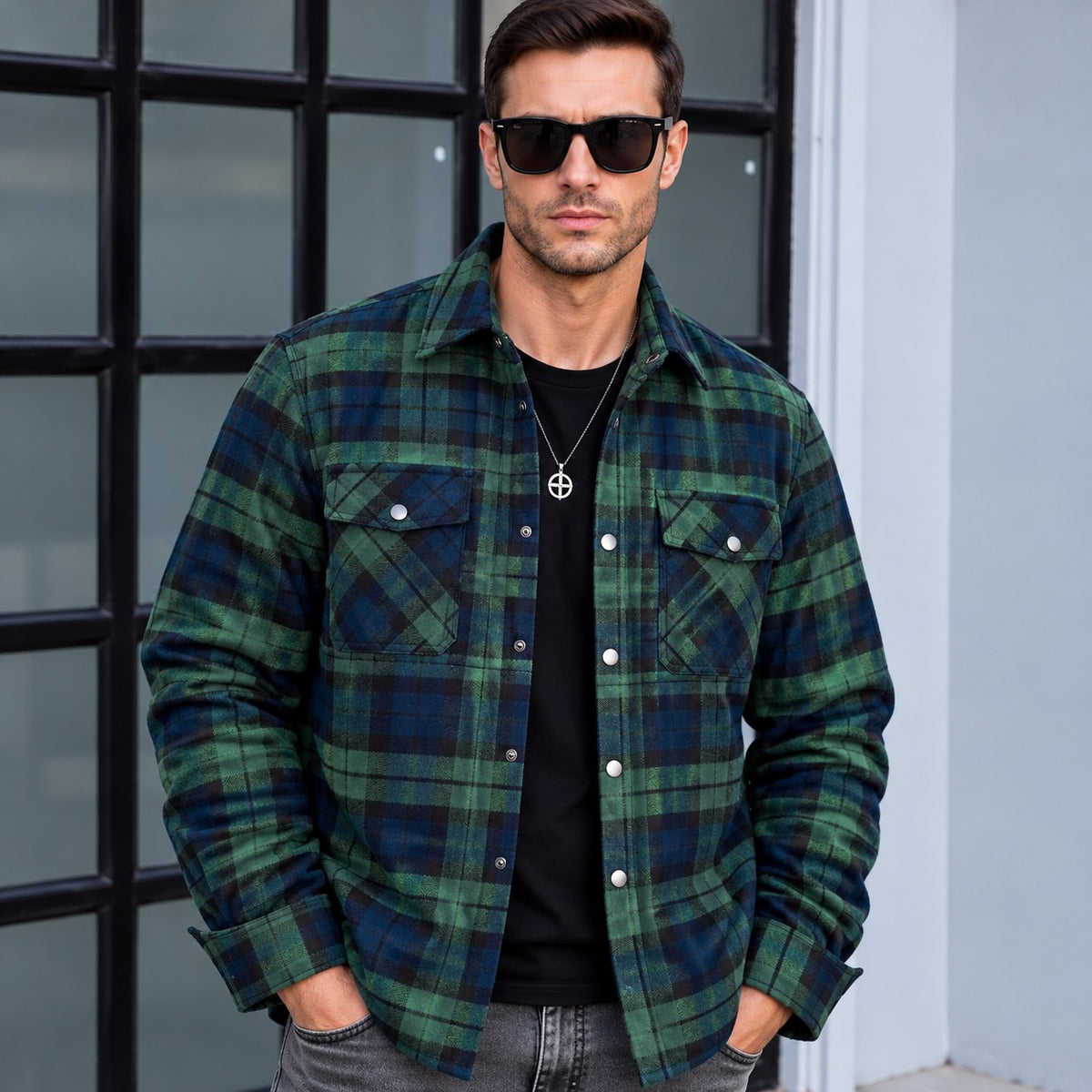 Jacke Bergmann™ aus karierter Flanelloptik mit Steppfutter