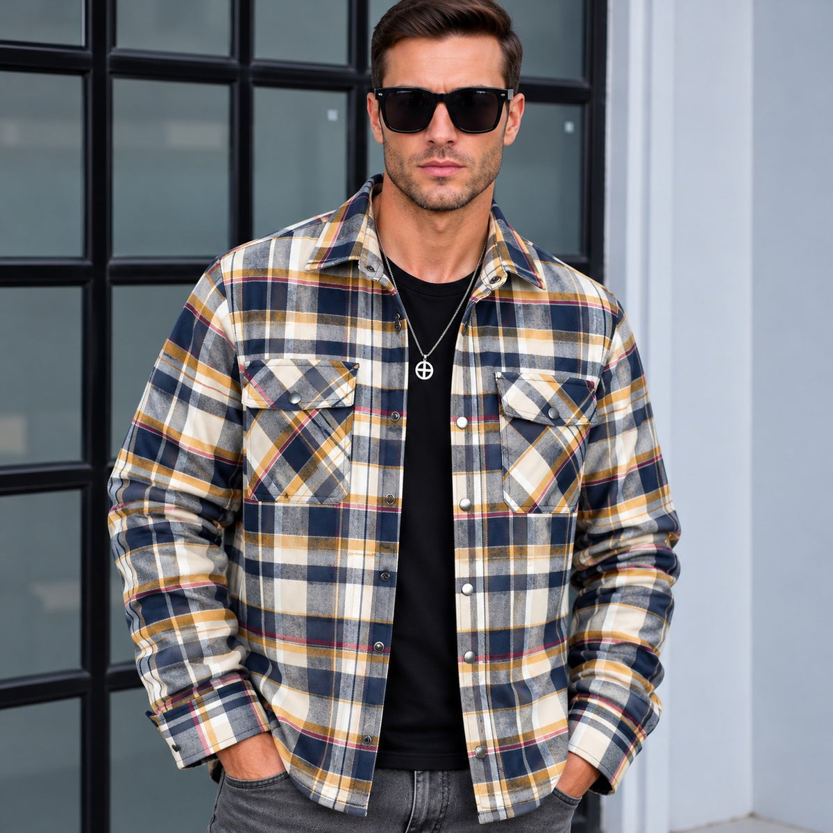 Jacke Bergmann™ aus karierter Flanelloptik mit Steppfutter