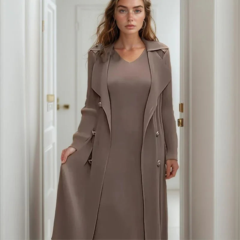 Valena™-Kleid mit Schicker, überlagerter Langjacke / Für Stilbewusste Frauen, die Wert auf Stil, Funktionalität und Ausstrahlung Legen!