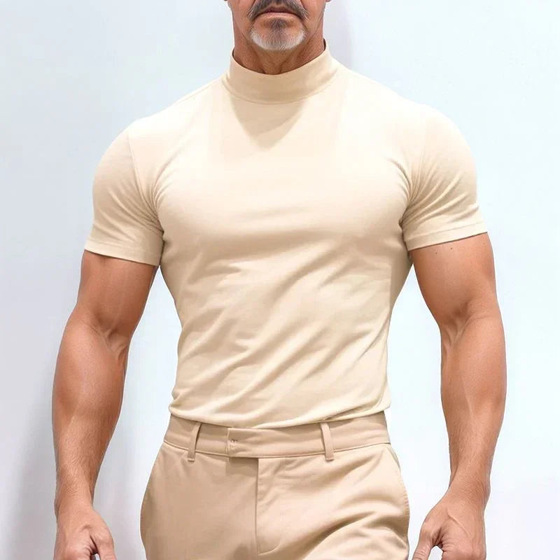 St. Moritz™ T-Shirt mit hohem Kragen und klarem Design / Raffinierter Minimalismus für Herren mit Ausstrahlung!