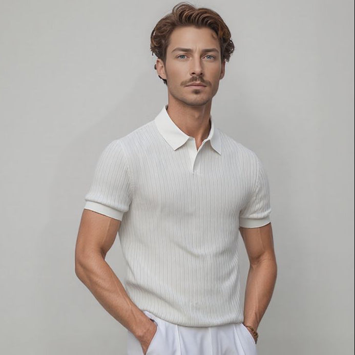 Da Vinci™ Polohemd Aus Leichtem Italienischem Stoff mit Minimalistischem Kragen / Komfortabel, Elegant Und Unübersehbar!