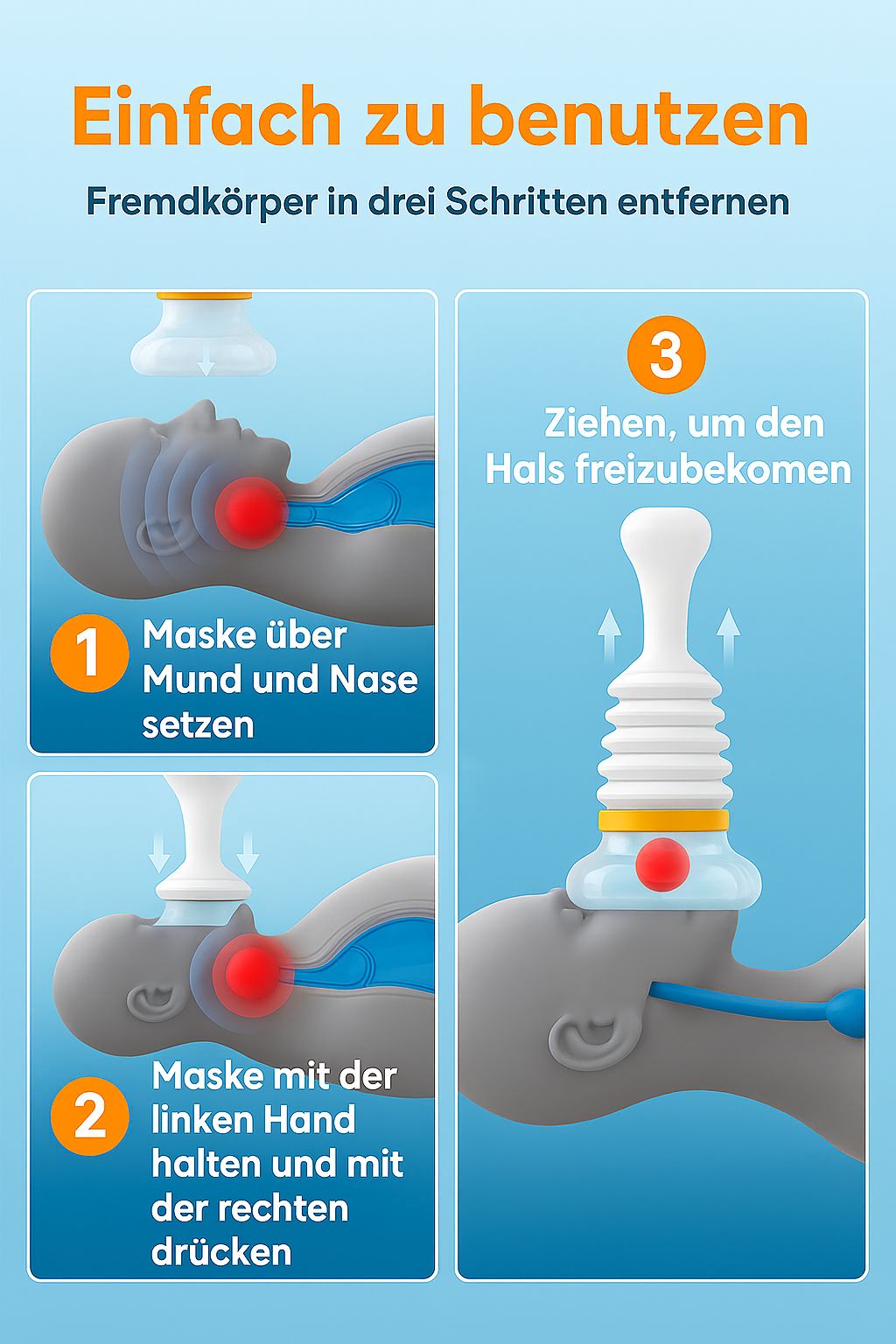 Anti-Erstickungs-Rettungsmaske mit Druckpumpe / Praktikabilität und Sicherheit zum Greifen nah