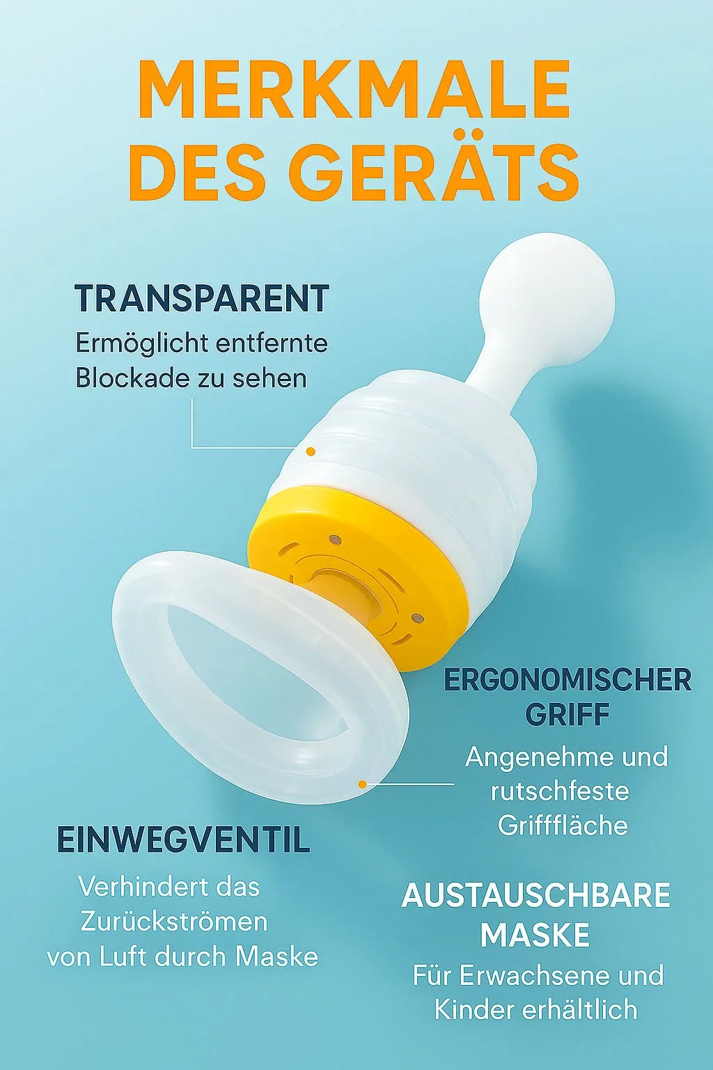 Anti-Erstickungs-Rettungsmaske mit Druckpumpe / Praktikabilität und Sicherheit zum Greifen nah