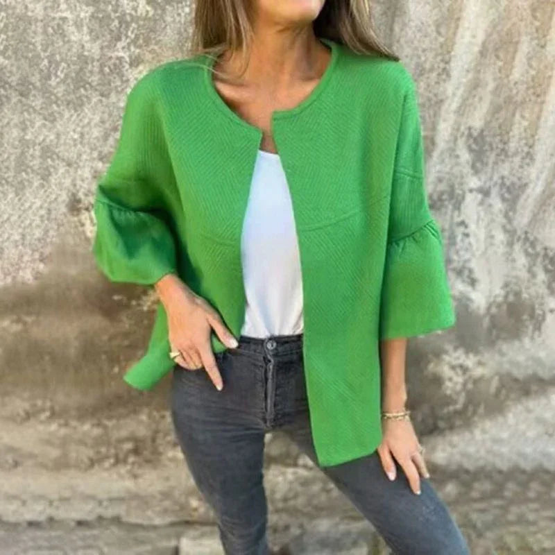 LineaLuxe™ - Strickjacke aus Festem Strick mit Voluminösen Ärmeln und Minimalistischem Schnitt / Zeitlose Eleganz mit Viel Leichtigkeit!