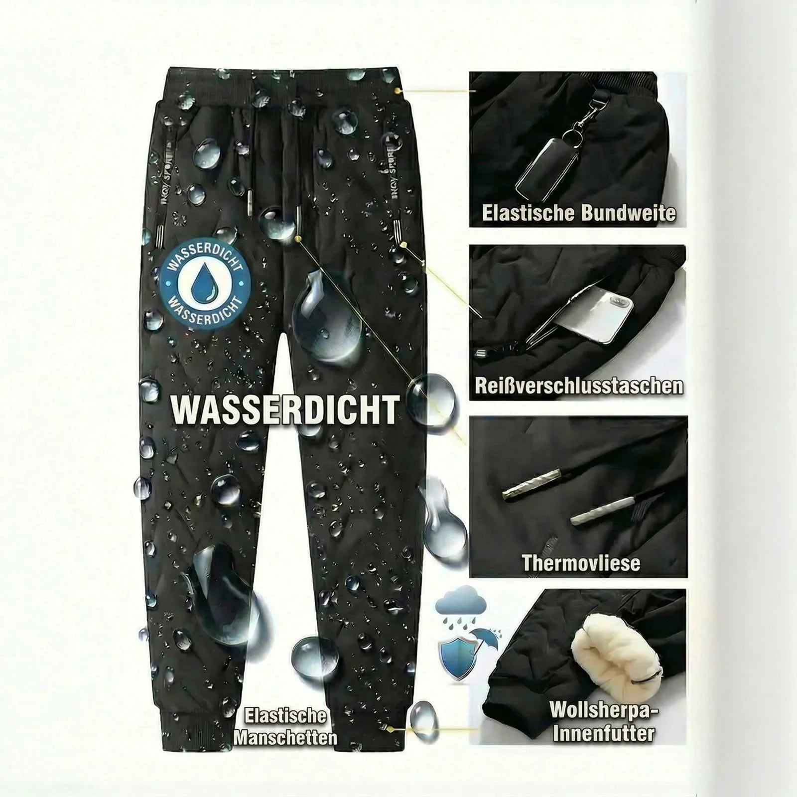 SnowProof Guard™ Thermohose mit Ultra-Weichem Fleecefutter und Wasserdichtem Außenmaterial